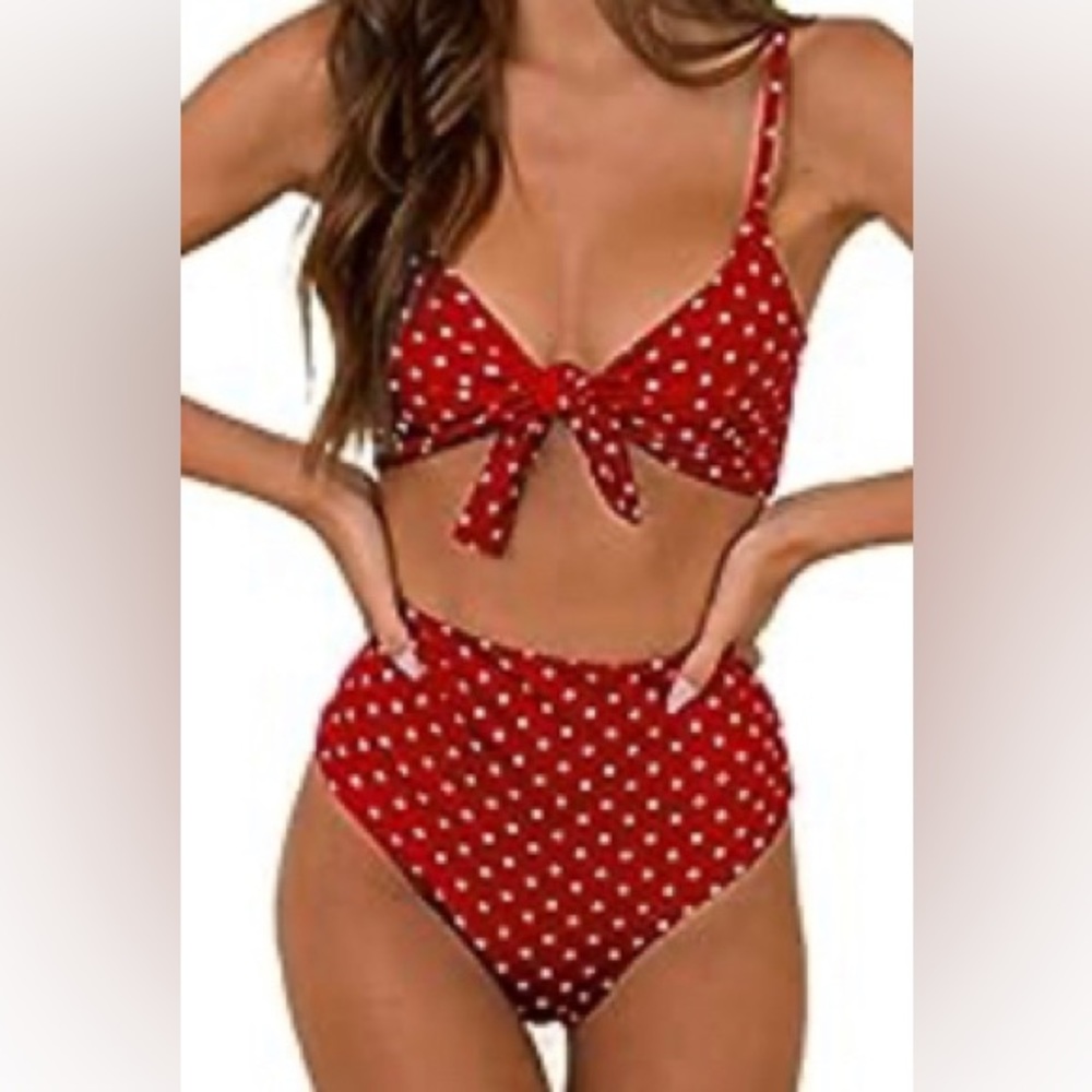 NWOT High Waisted Front Tie Knot Bikini Set